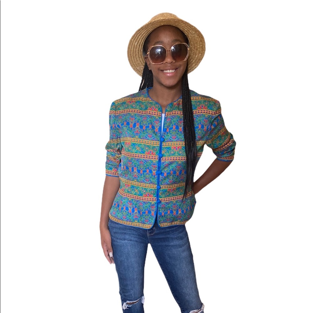 Adrianna Papell Jacket 90s Silk Button Front Blazer